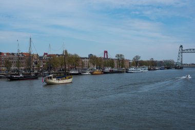 boats on the river in Rotterdam 