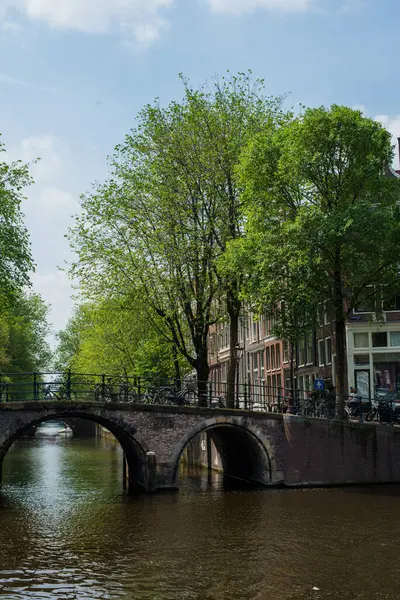 Kanálů Mostů Kanálů Amsterdamu — Stock fotografie