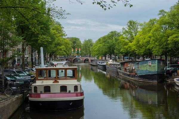 Bateau Sur Rivière Amstel Amsterdam — Photo