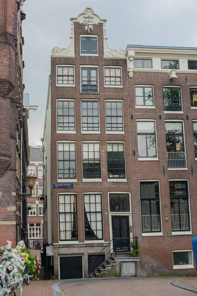 Vista Delle Vecchie Case Sul Canale Amsterdam — Foto Stock