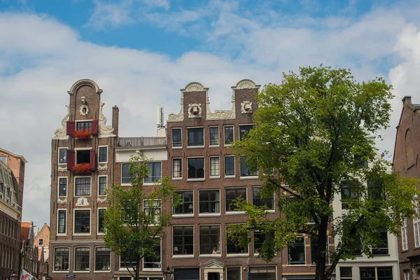Staré Domy Centru Amsterdamu — Stock fotografie