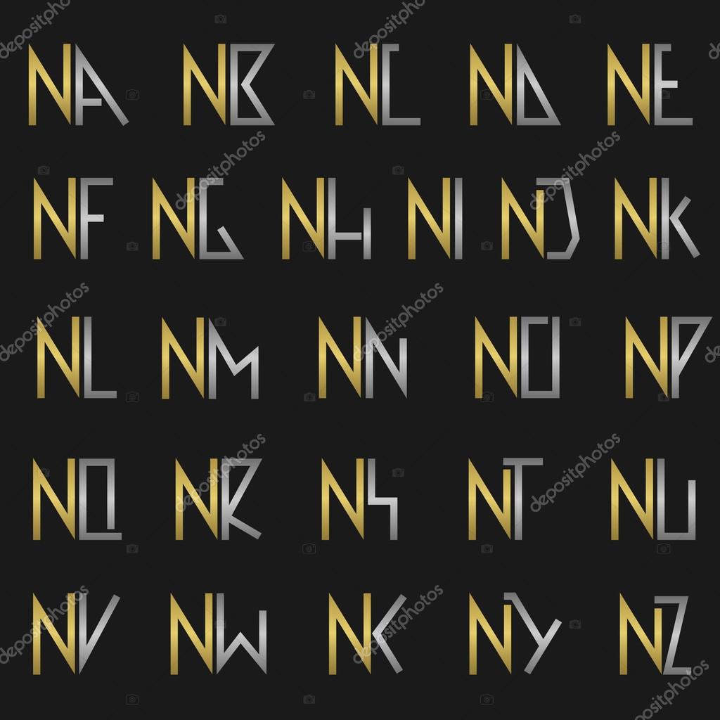 N and other alphabet letters monogram logo