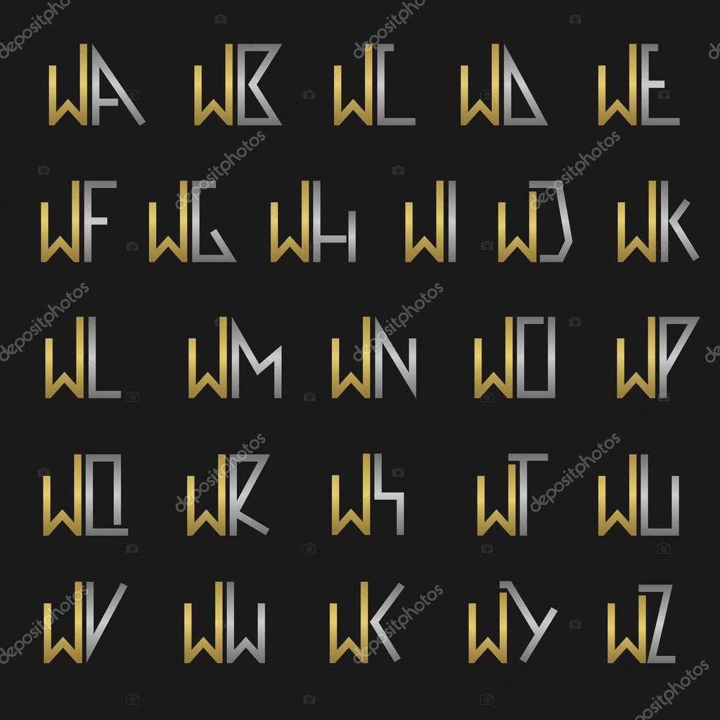 W and other alphabet letters monogram logo