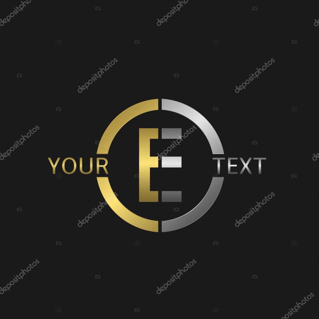 Letter E Business round logo with golden and silver elements for your company brand