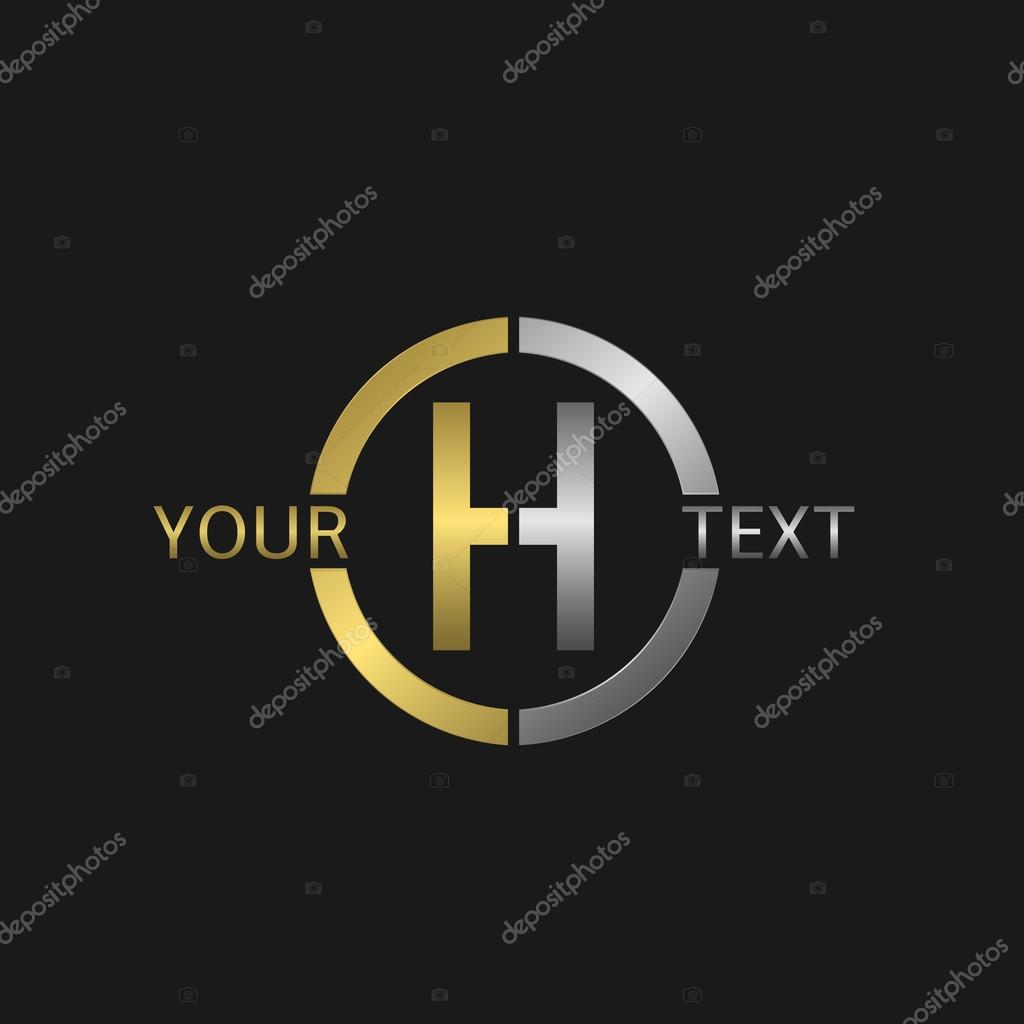 Letter H Business round logo with golden and silver elements for your company brand