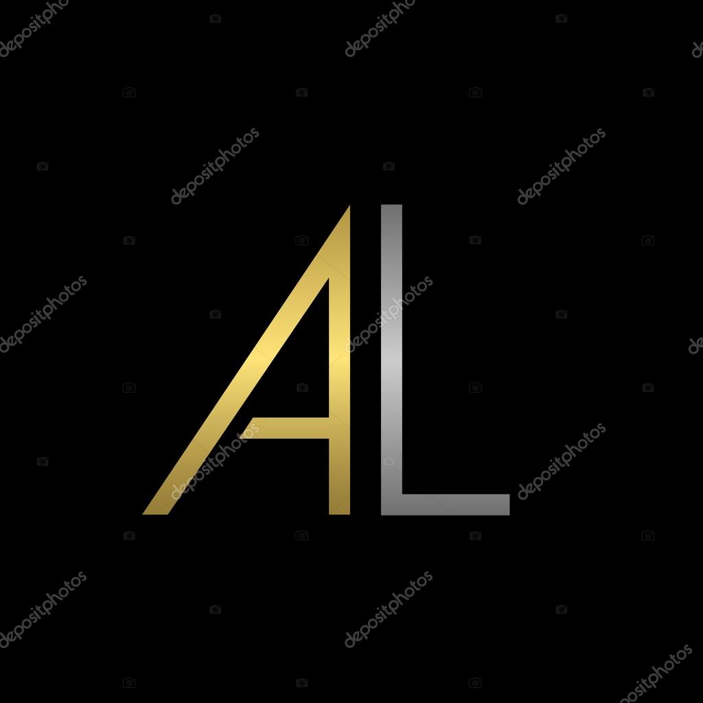Golden A and silver L letters logo template for your business company