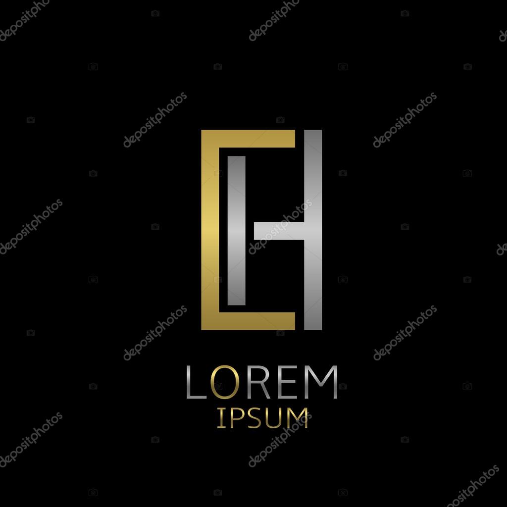 Golden C and silver H letters logo template for your business company