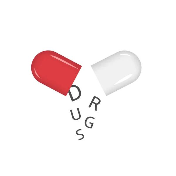 赤い錠剤の図 — ストックベクタ
