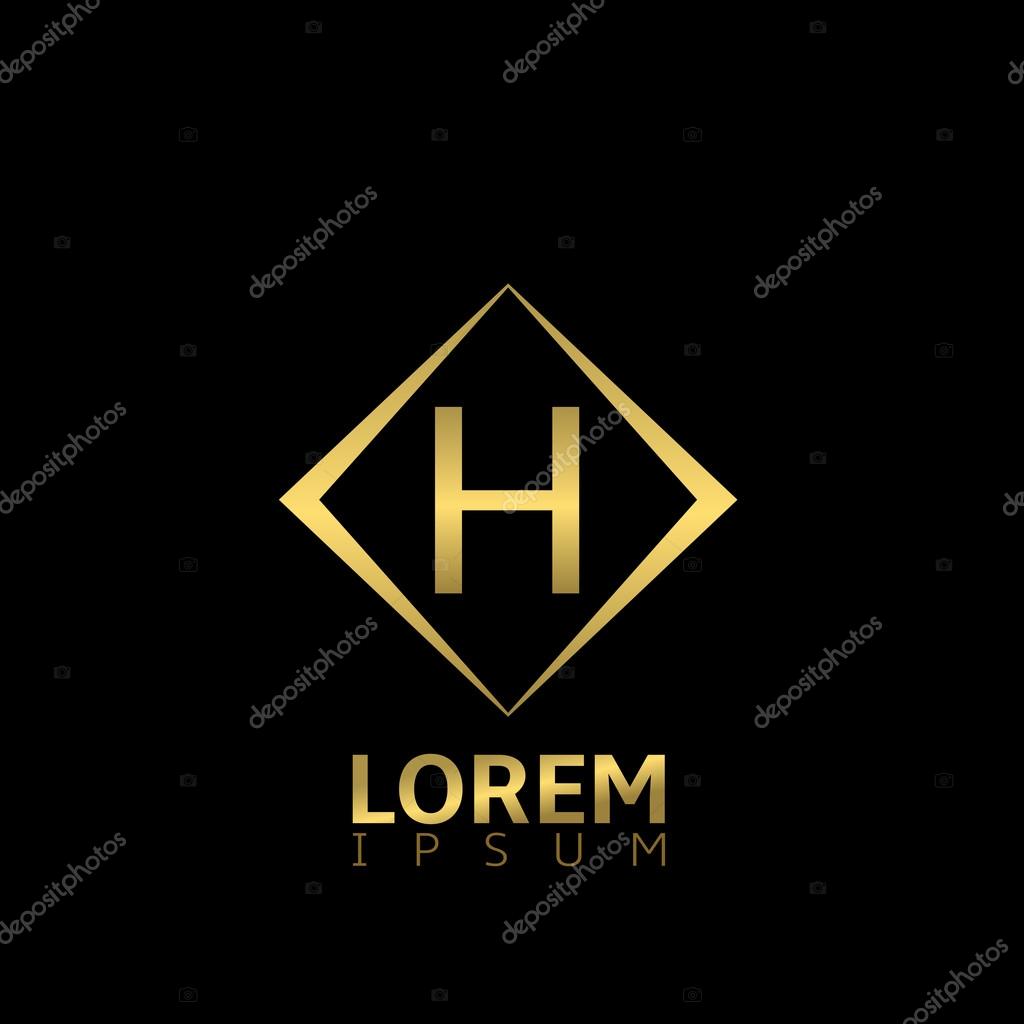 Golden H letter logo template for business company