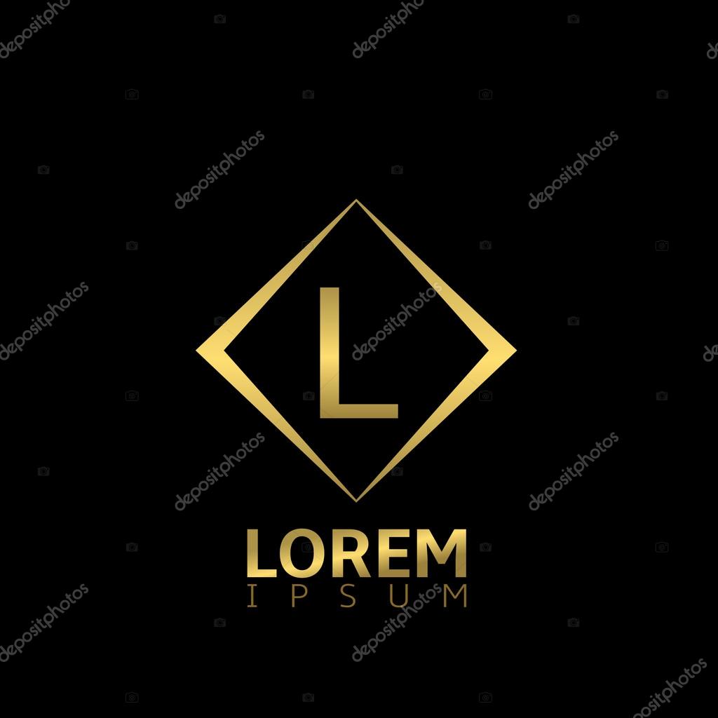 Golden L letter logo template for business company
