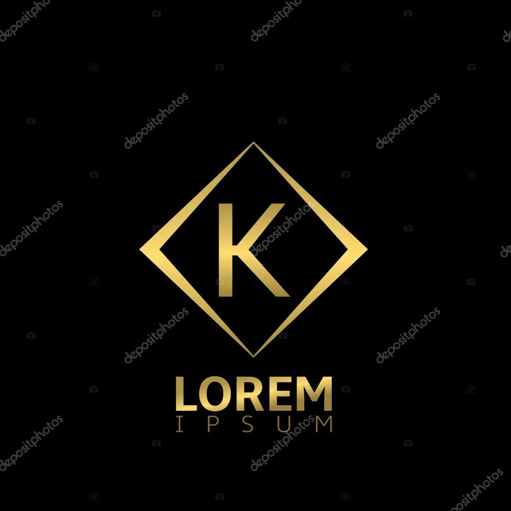 Golden K letter logo template for business company