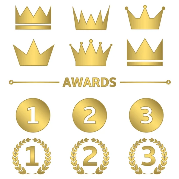 Golden award set — Stock Vector