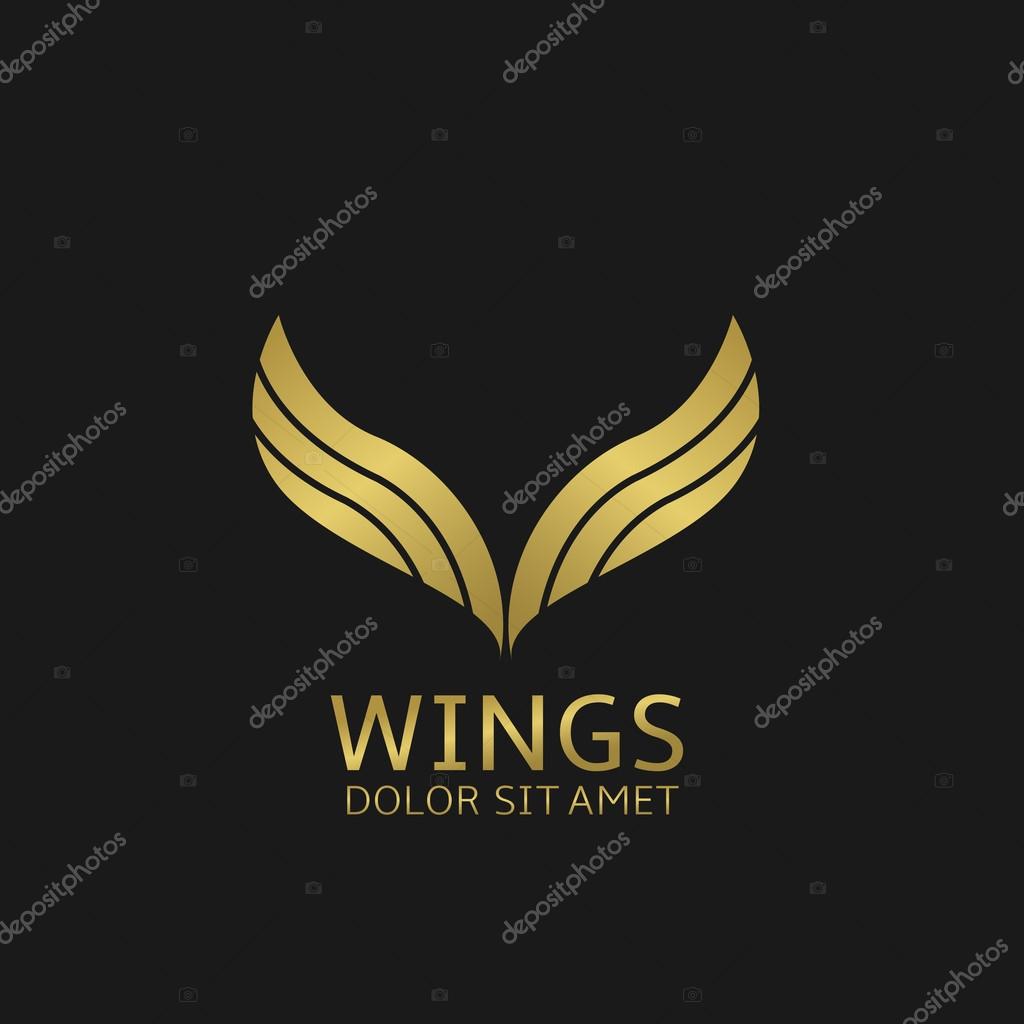 Golden Wings logo. Angel eagle fly symbol