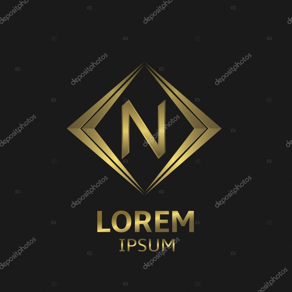 Golden N letter logo. Creative business logo symbol. Elegant N letter sign