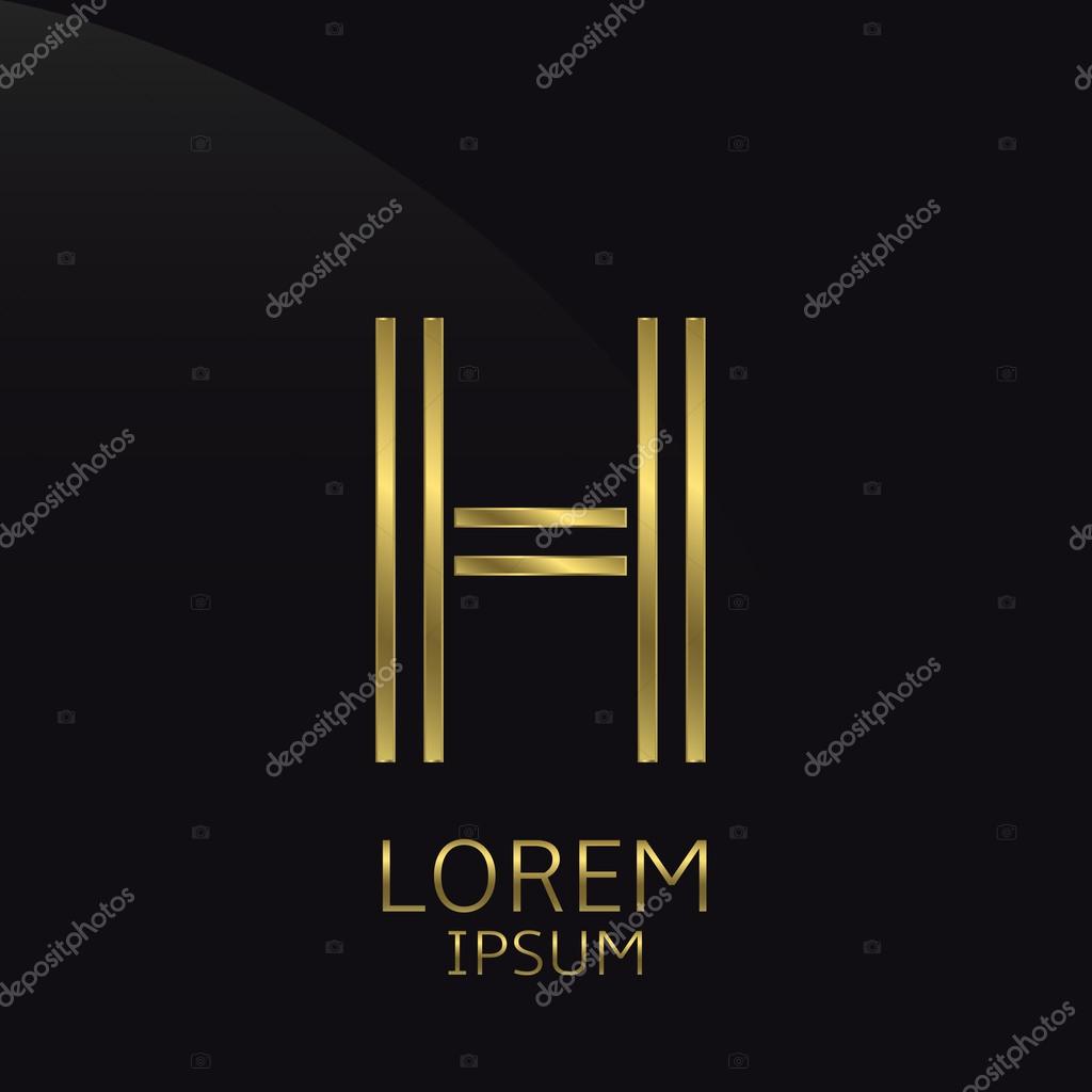 H Letter logo. Golden logo symbol for business company, luxury elegant expensive emblem
