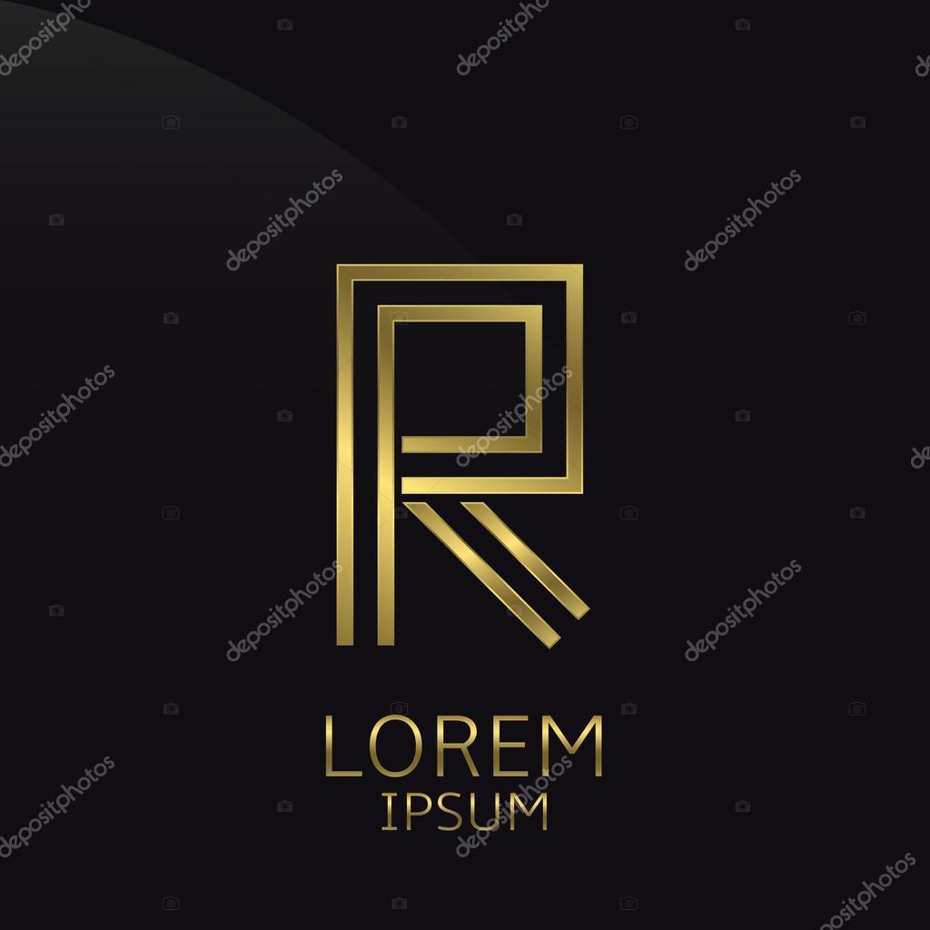 R Letter logo. Golden logo symbol for business company, luxury elegant expensive emblem