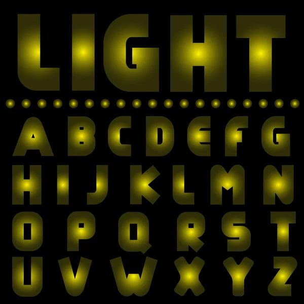 Yellow light alphabet — Stock Vector