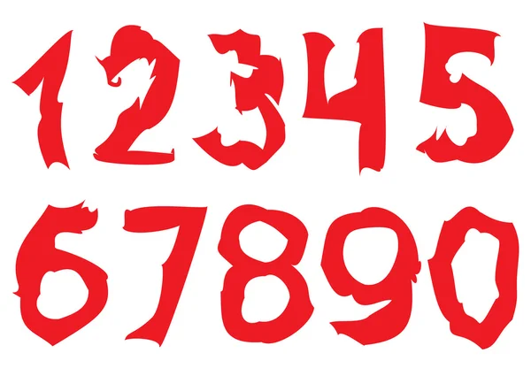 Ívelt vörös számok — Stock Vector