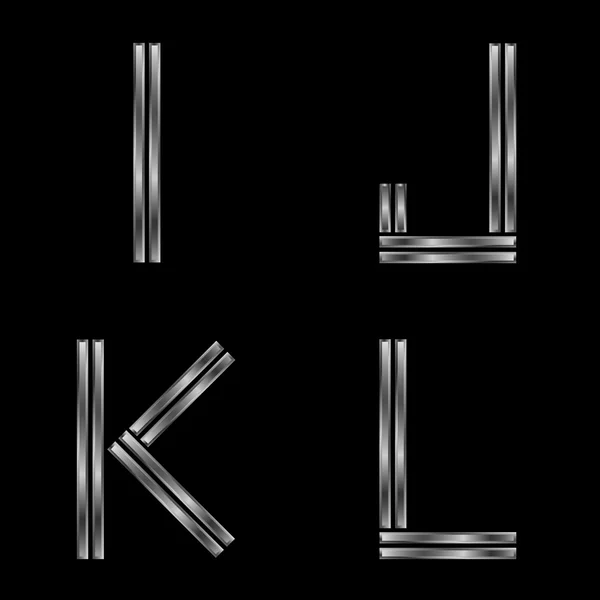 Lettres en argent IJKL — Image vectorielle