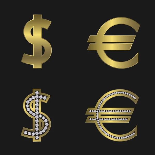 Dollar en euro tekenen — Stockvector