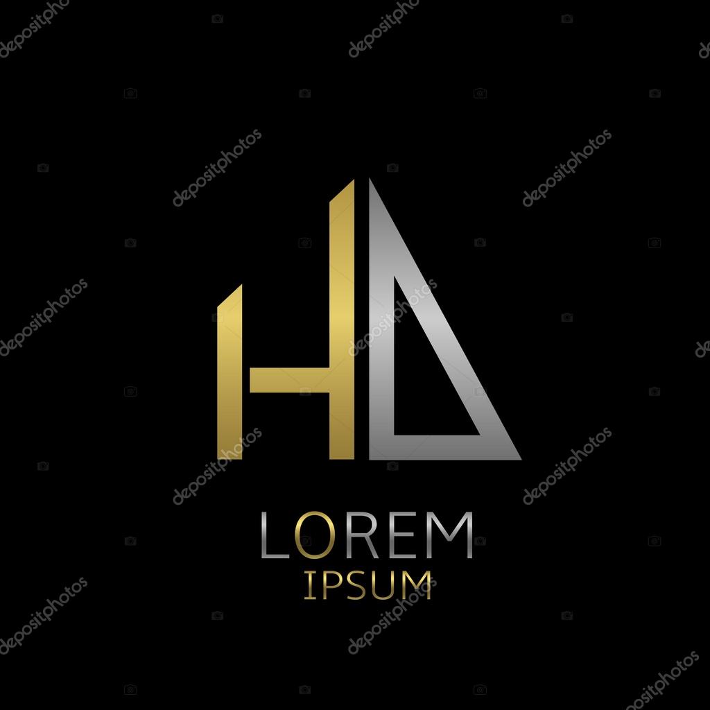 Golden H and silver D letters logo template for your business company