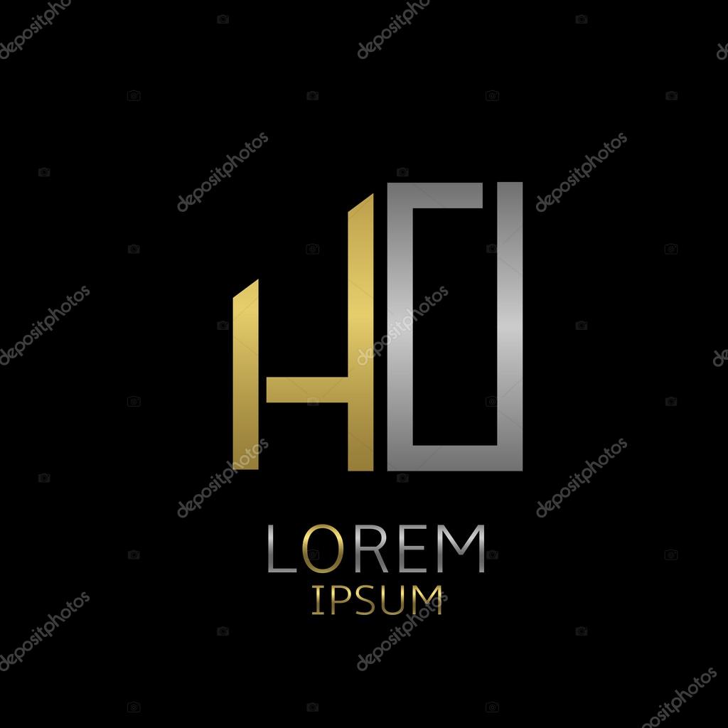 Golden H and silver O letters logo template for your business company
