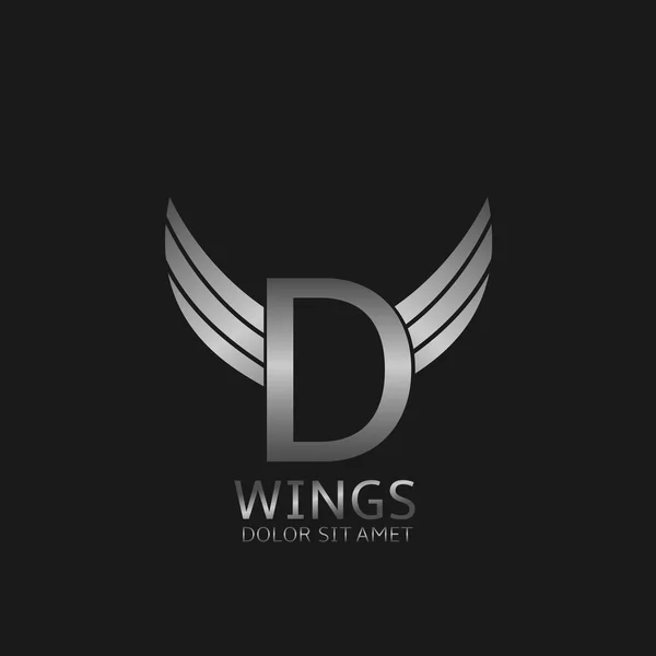 Vleugels D brief logo — Stockvector