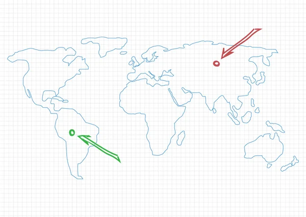 Карта намальованого світу — стоковий вектор
