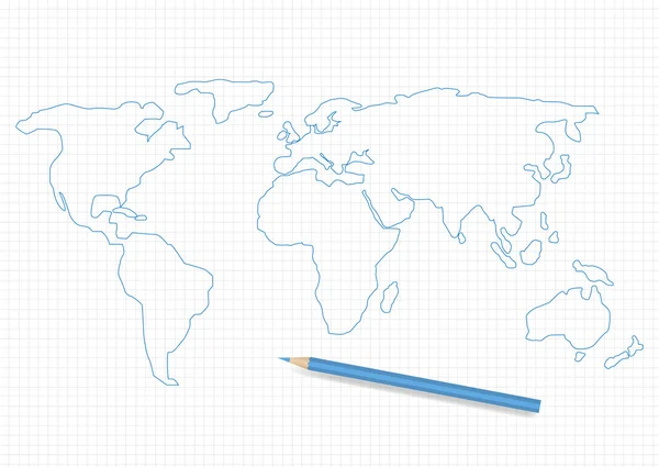 Handgezeichnete Weltkarte — Stockvektor