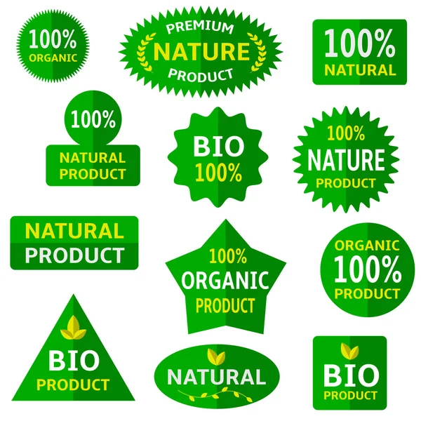 Etiquetas ecológicas verdes — Vector de stock