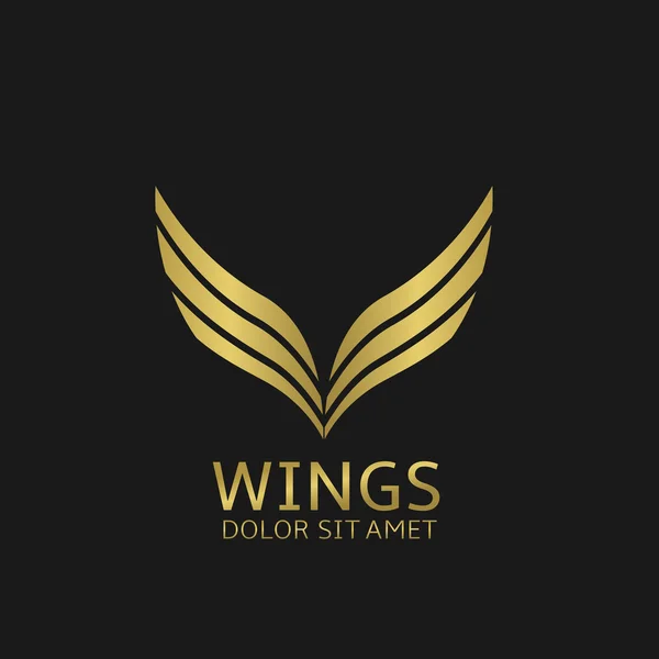 Zlaté logo křídla — Stockový vektor