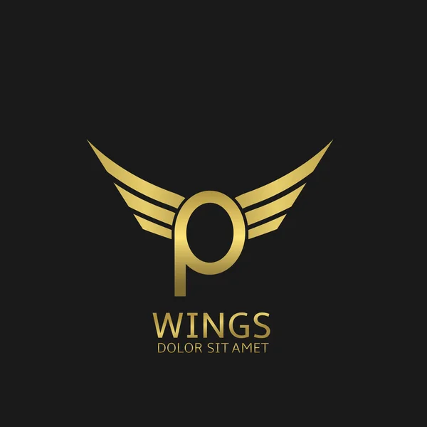 翼 P 文字のロゴ — ストックベクタ