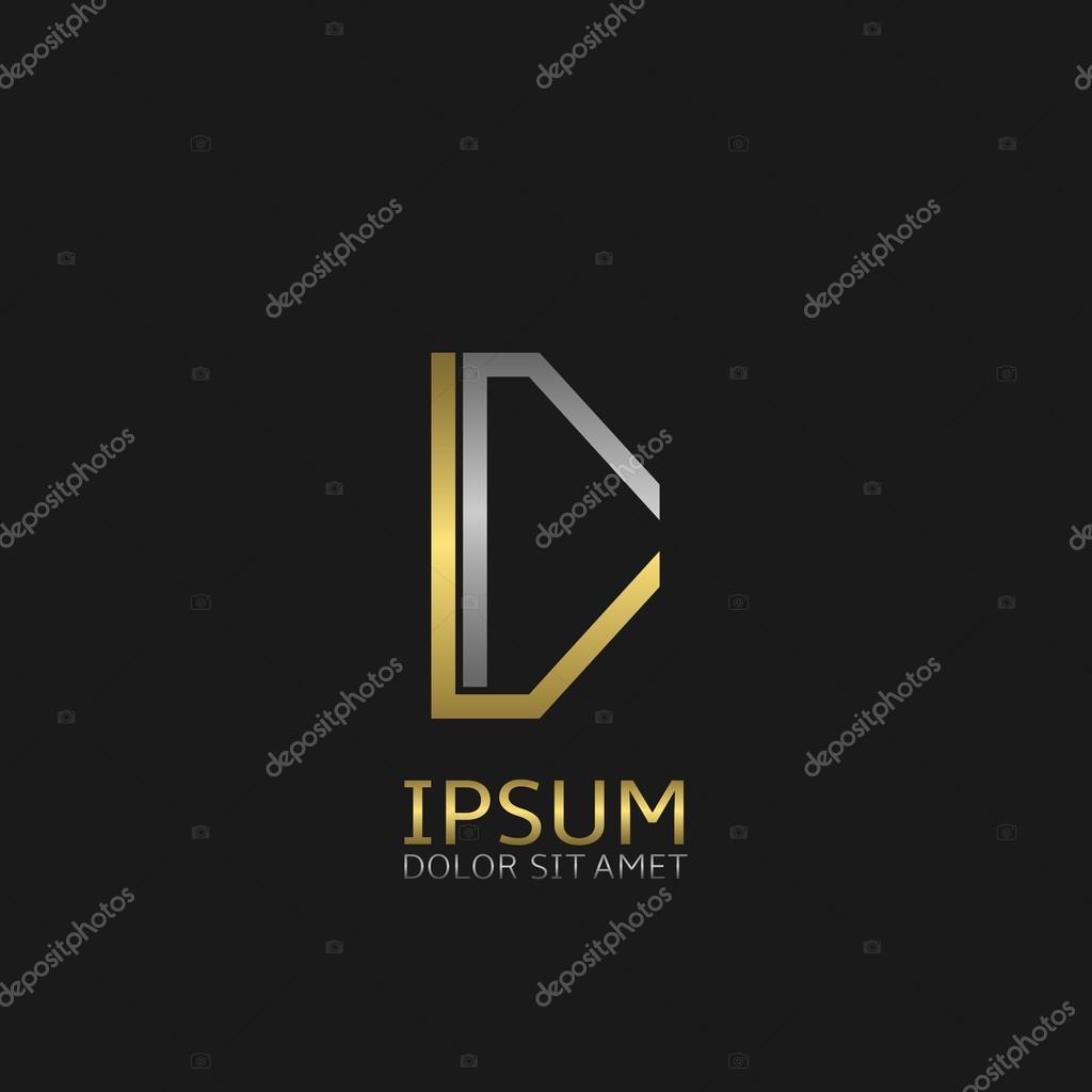 D letters logo template for your business company. Golden and silver colors