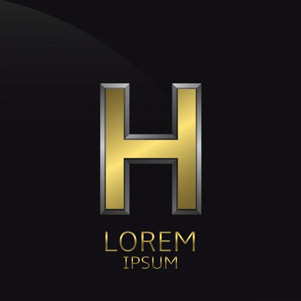 Golden H Lettera emblema — Vettoriale Stock