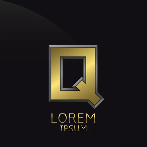 Golden Q Letter emblem — Stock Vector