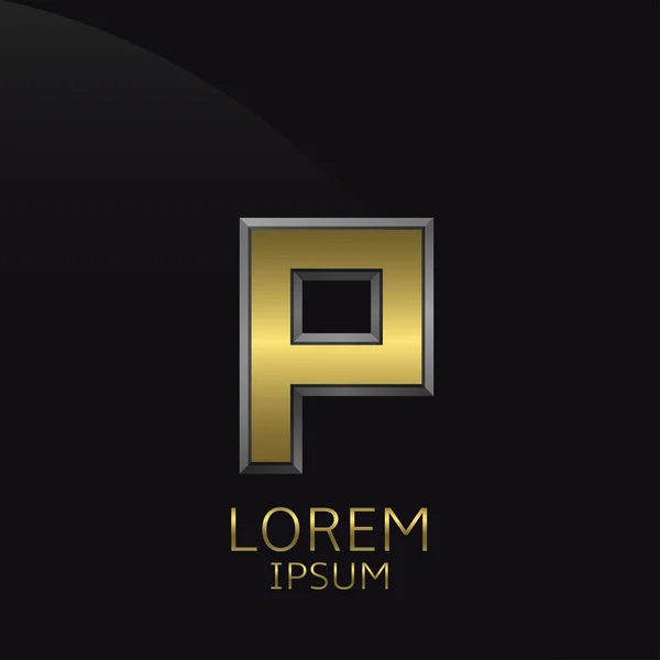 Golden P Letra emblema — Vector de stock