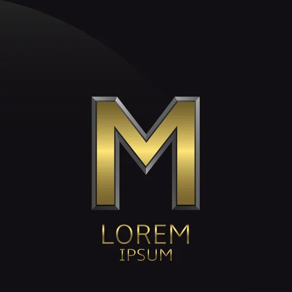 Golden M Carta emblema —  Vetores de Stock