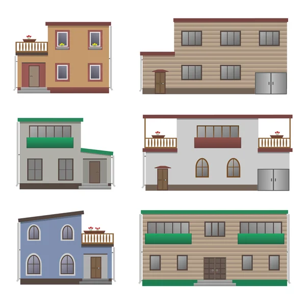 Комплект домов и зданий . — стоковый вектор