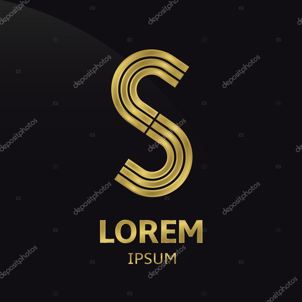 Vector golden alphabet. Letter S, symbol for your company