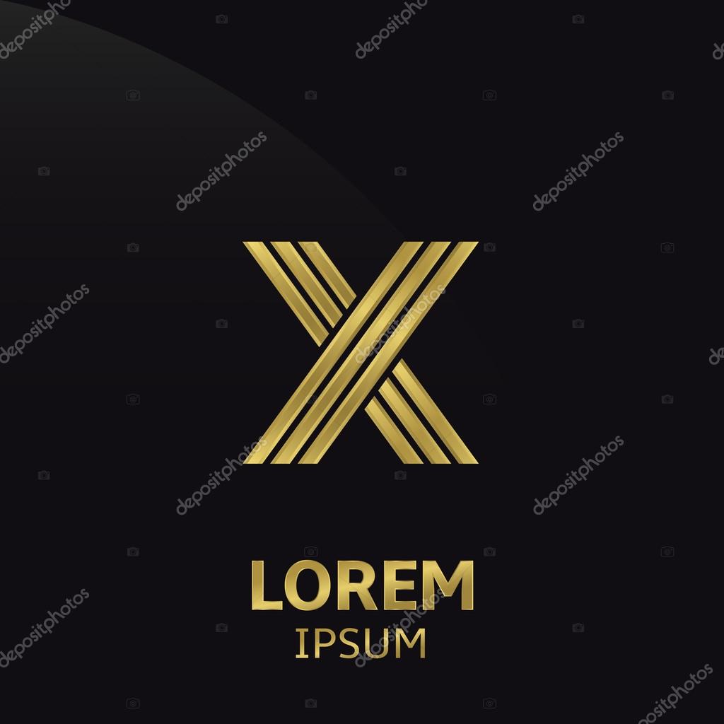 Vector golden alphabet. Letter X, symbol for your company