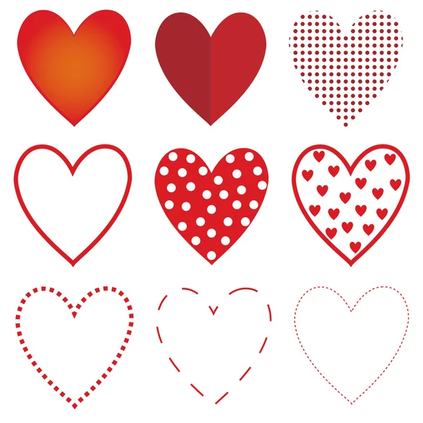 Red heart set — Stock Vector