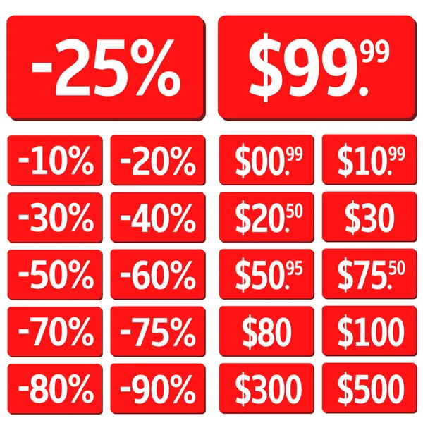 Conjunto de precios rojo — Archivo Imágenes Vectoriales