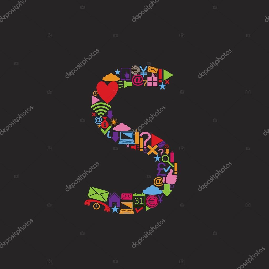 Web icons alphabet, letter S. Vector illustration