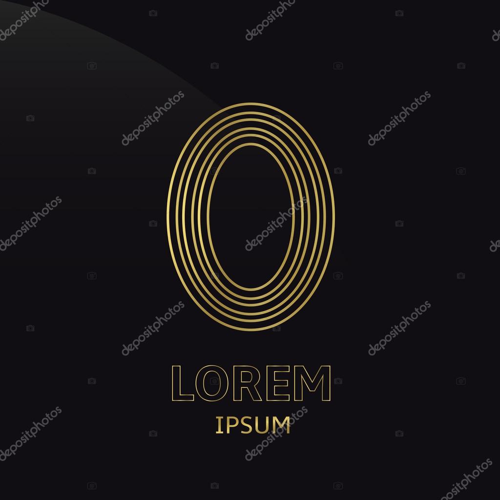 Vector golden alphabet. Letter O, symbol for your company