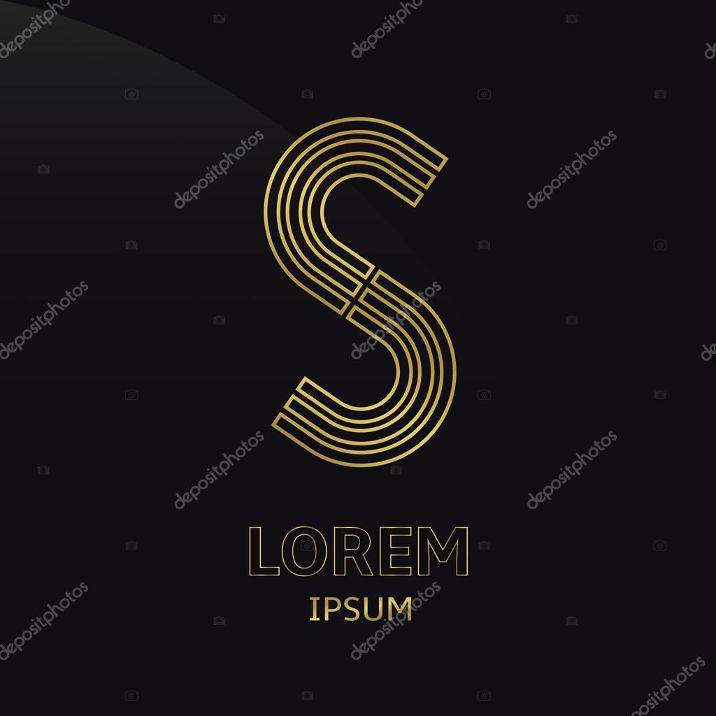 Vector golden alphabet. Letter S, symbol for your company
