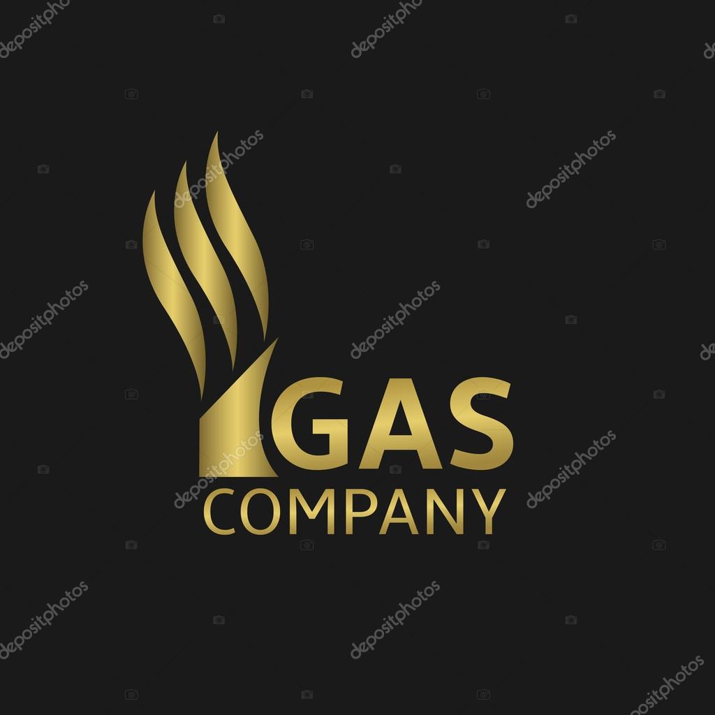 Gas Company Golden Logo on the black background. Vector illustration.
