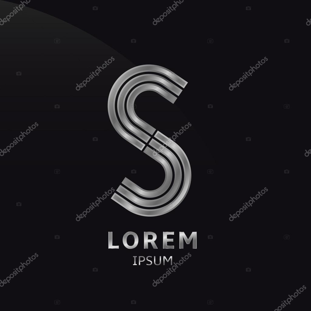 Vector silver alphabet. Letter S, symbol for your company