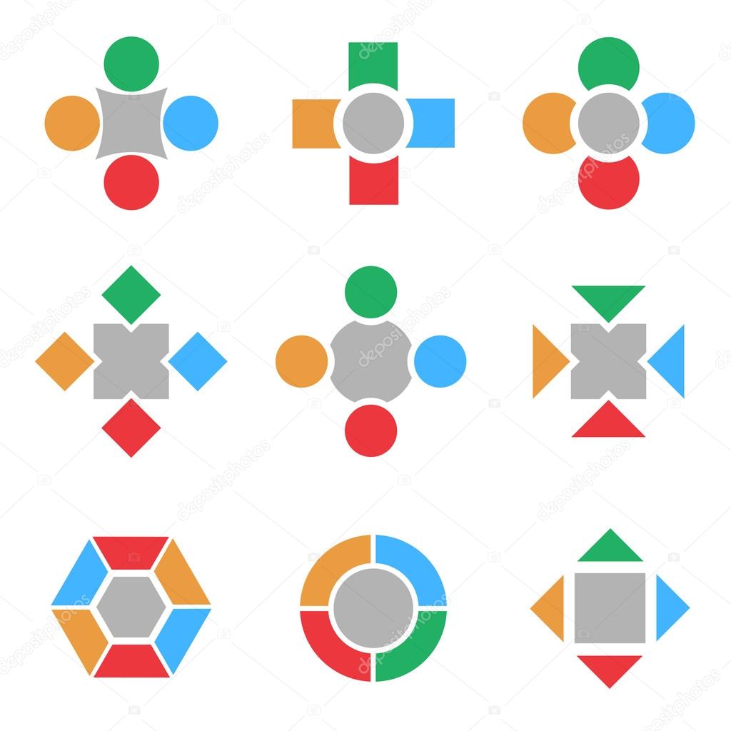 Business teamwork concept logo icon set, colorful symbols. Vector illustration