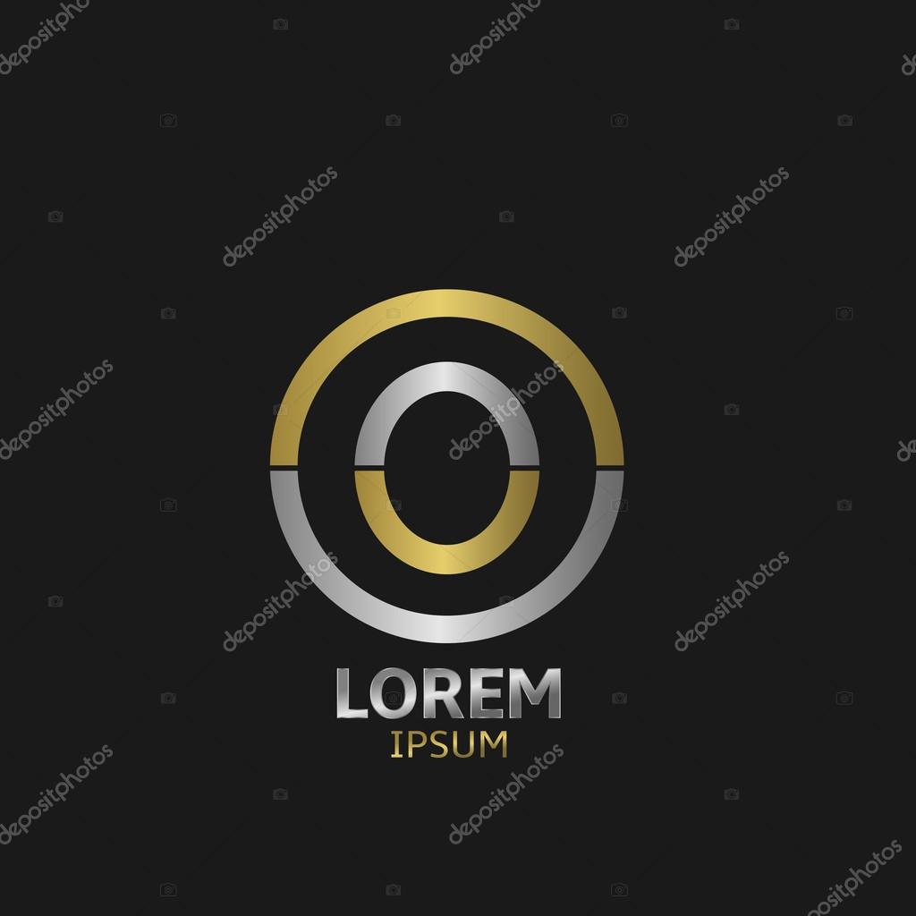 Letter O with golden and silver parts. Vector illustration.