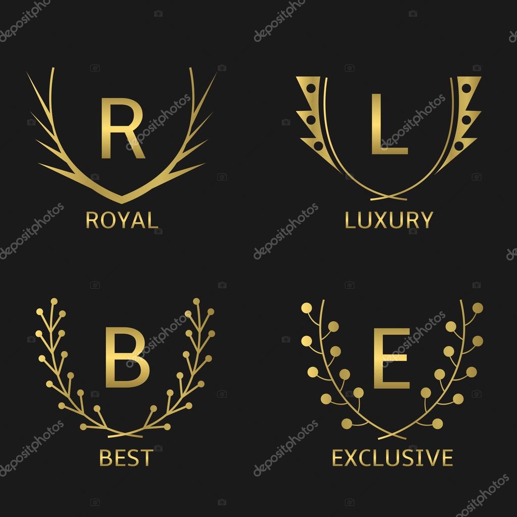 Golden business logo set. Royal Luxury Best Exclusive